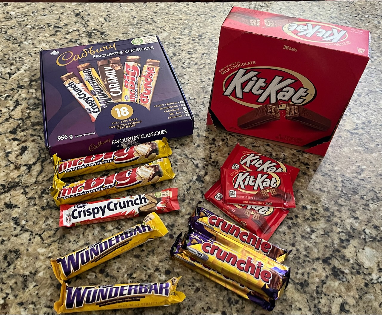 A variety of Canadian chocolate bars