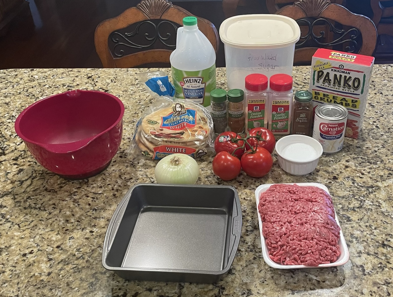 Ingredients for making donairs