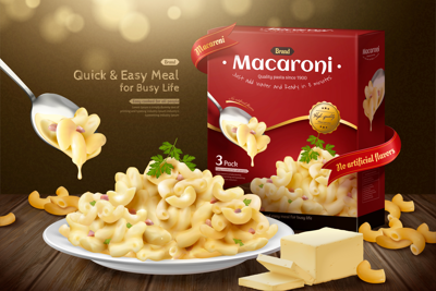 Delicious macaroni ads