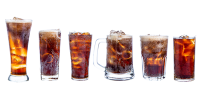 coca cola in glass isolated on white background