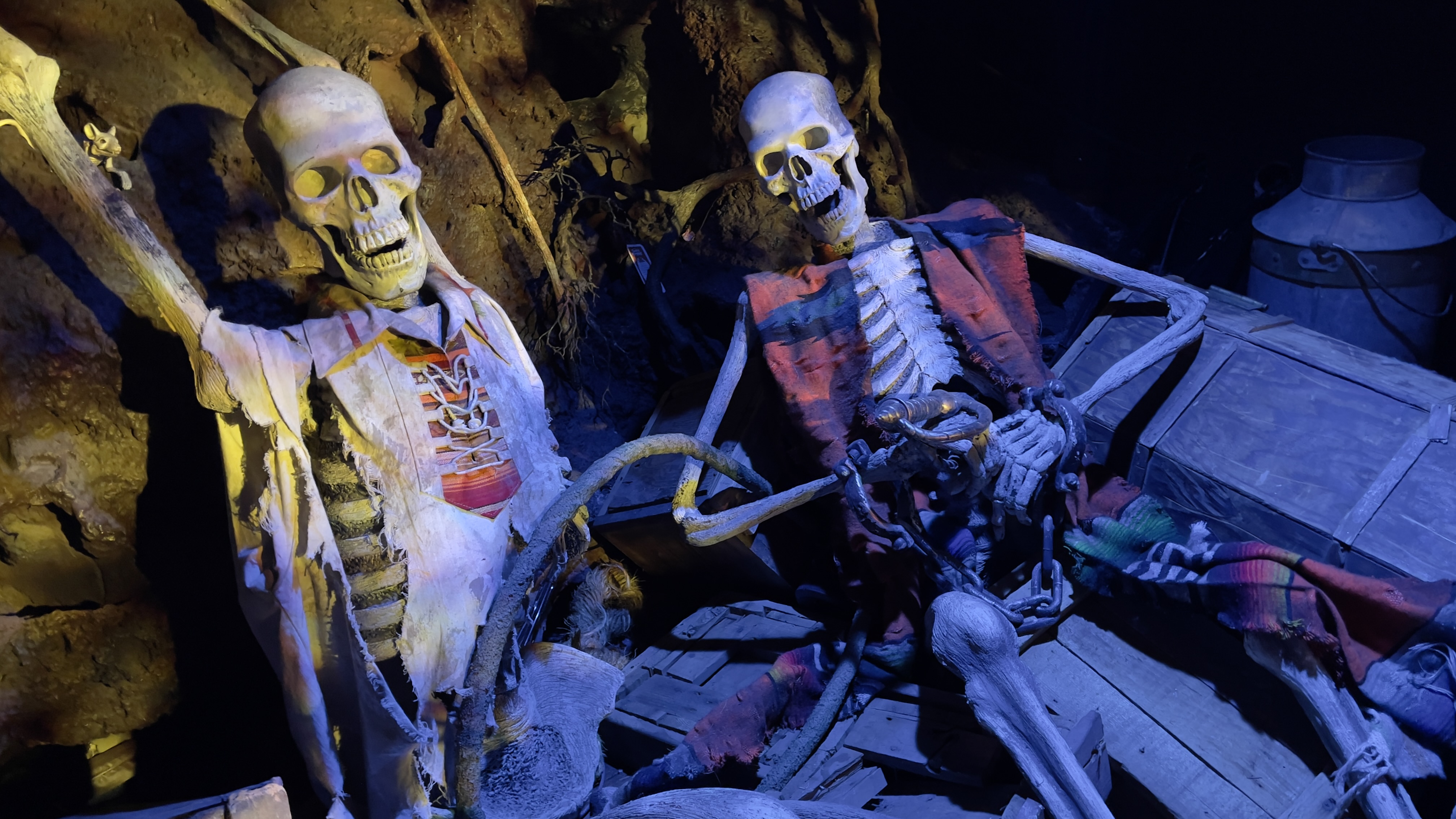 Animatronic skeletons entertain visitors in Black Bart’s cave in Casa Bonita.