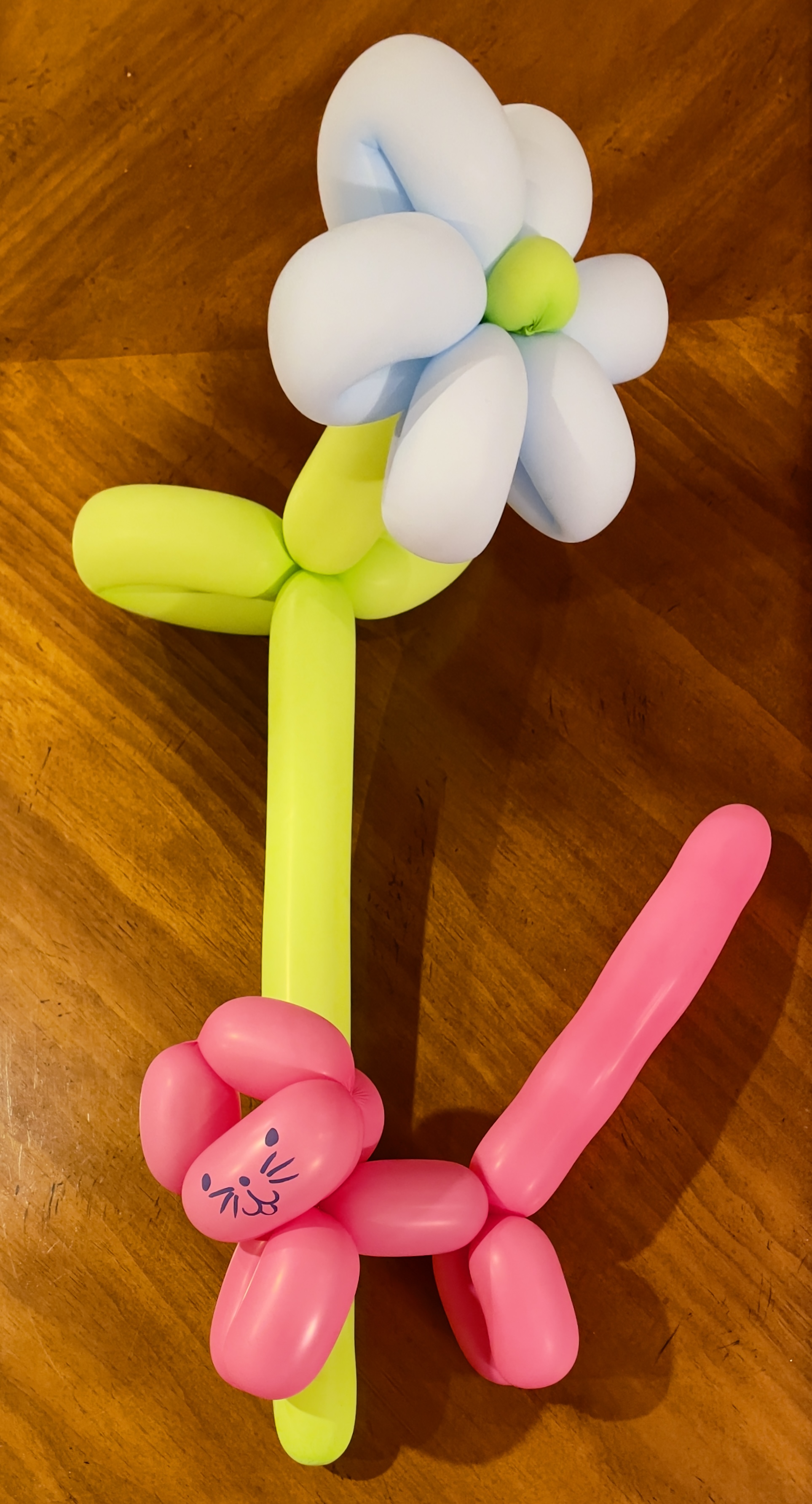 Two balloon figures, a cat and a daisy, from Casa Bonita’s balloon artist.