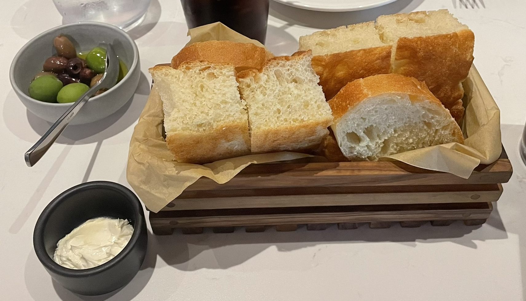 Bread service at Matteo Ristorante Italiano