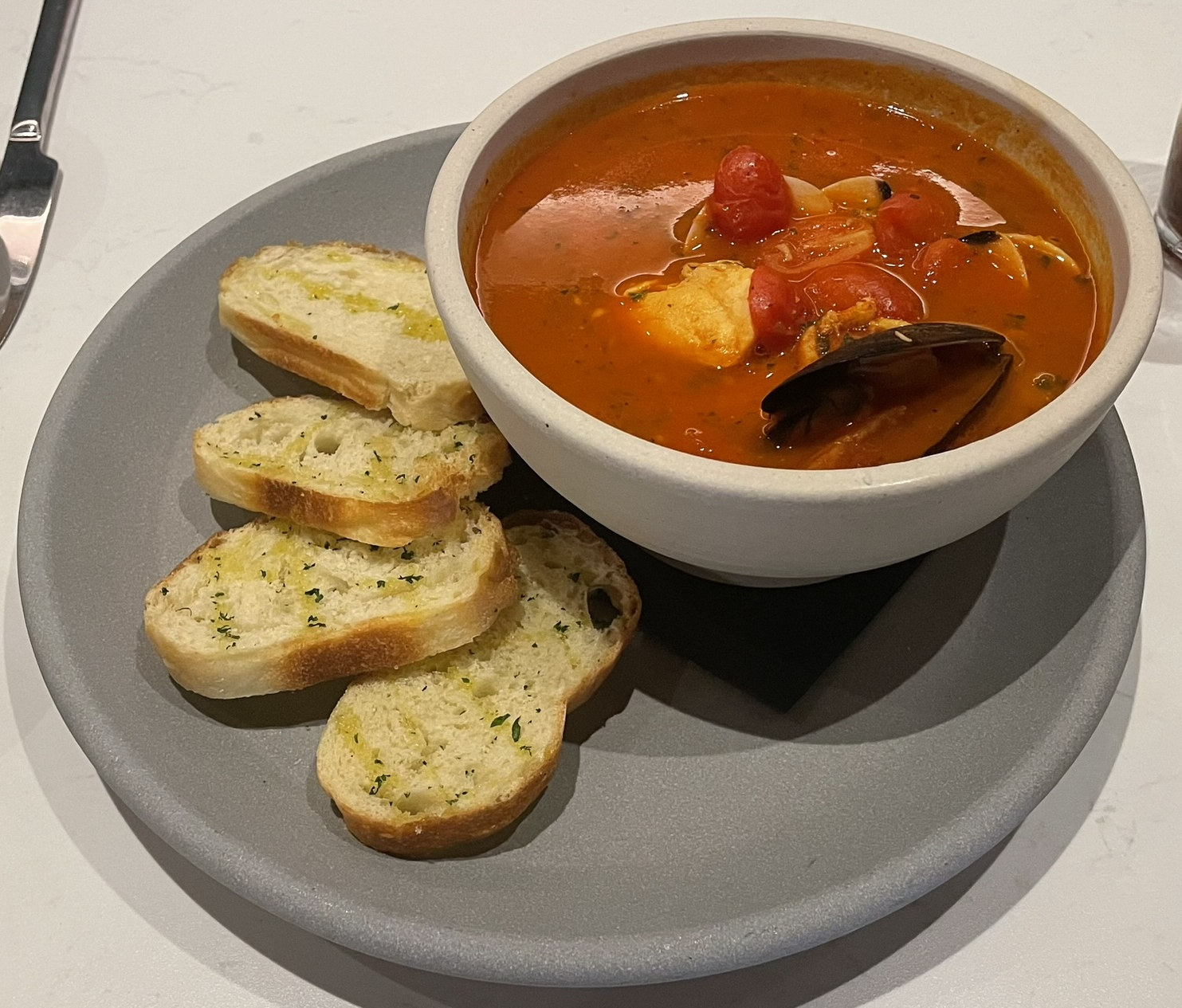 Cioppino:  lobster, shrimp, salmon, mussels, clams, white wine, pomodoro, bread at Matteo Ristorante Italiano