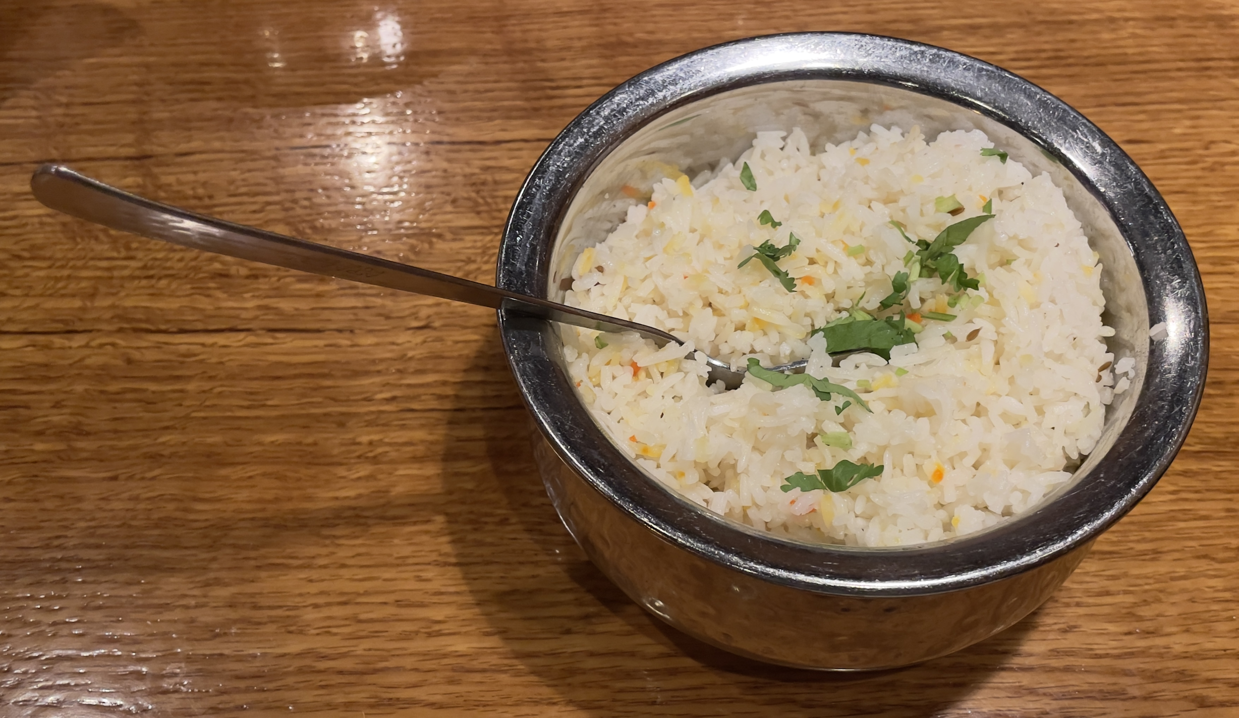 Basmati rice at Mumbai House.  Special aromatic long grain rice imported from India.