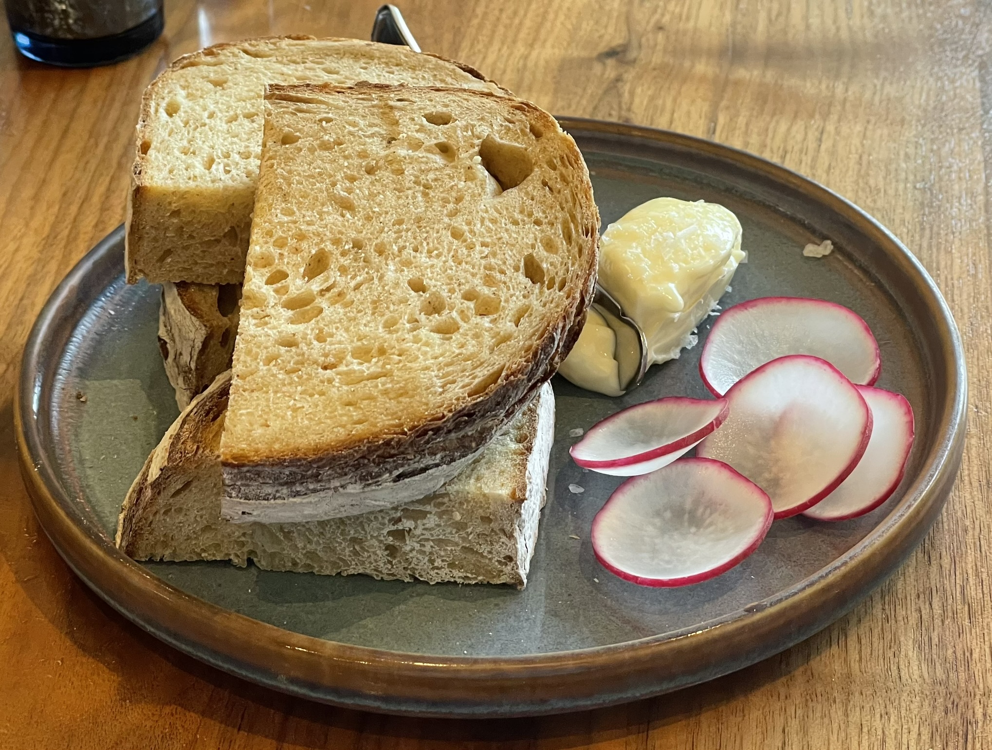 House Sourdough Bread at Oquirrh restaurant:  Butter, Radish, Sea Salt