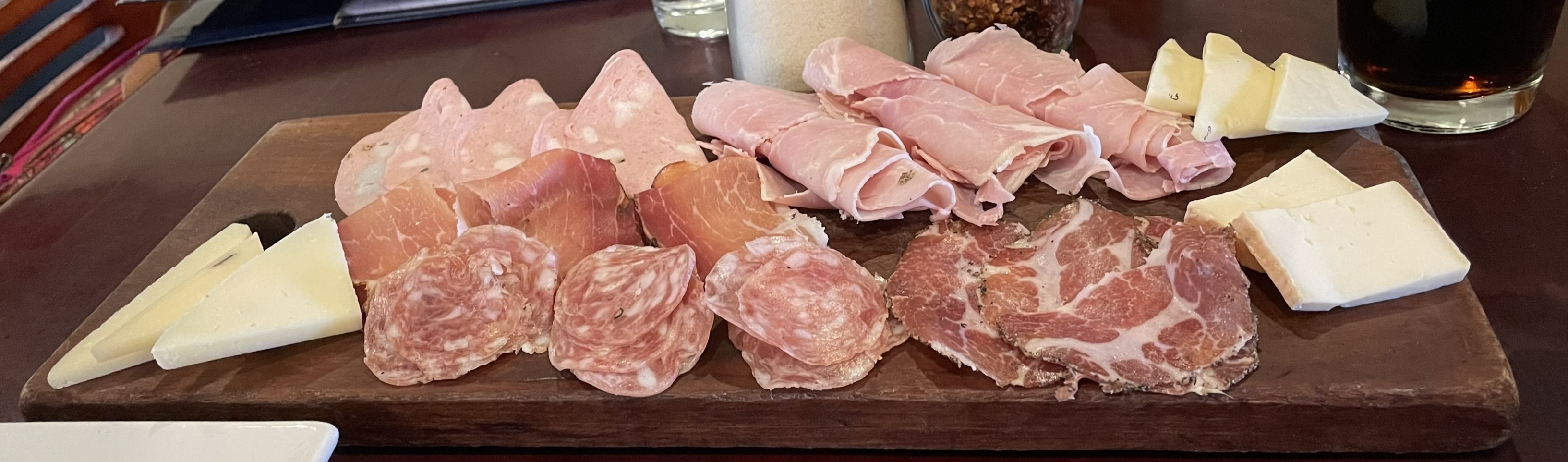 Misto, an antipasti platter of Italian Meats and cheeses from Settebello Pizzeria Napoletana